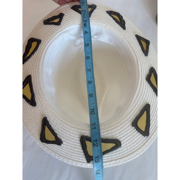 Custom Stained Glass Sun Hat – White, Yellow & Black Festival Hat Adjustable main image 6